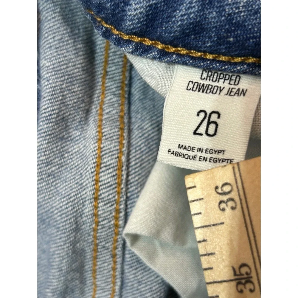 BDG Urban Outfitters Cropped Cowboy Jeans Womens Size 26 Frayed Hem Blue Denim‎